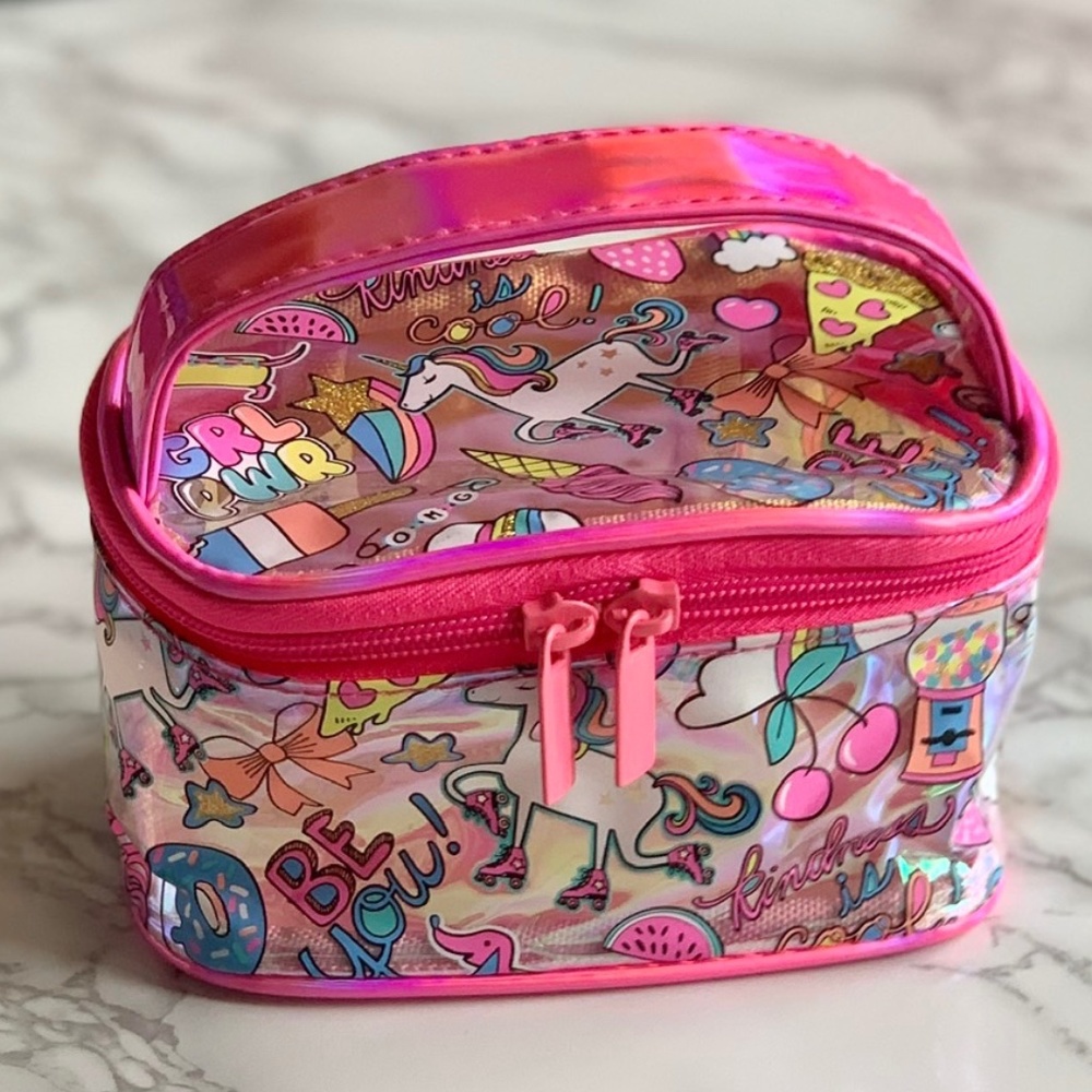 3/$45 ⭐️ Pink Iridescent Unicorn and Colourful Graphics Bag/Purse with handle